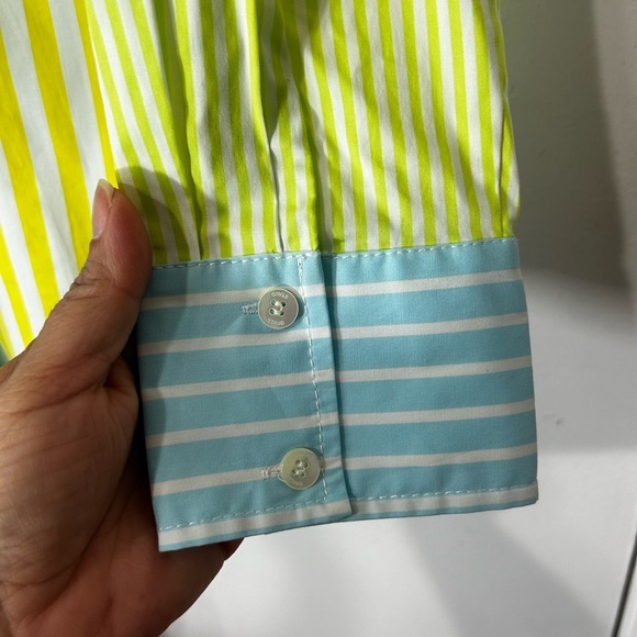 Staud NWT Martha Multicolor Mixed Stripe Stretch Cotton Button-up Shirt Size M - Picture 6 of 12